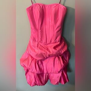 Vibrant Mori Lee Pink Strapless Mini Dress